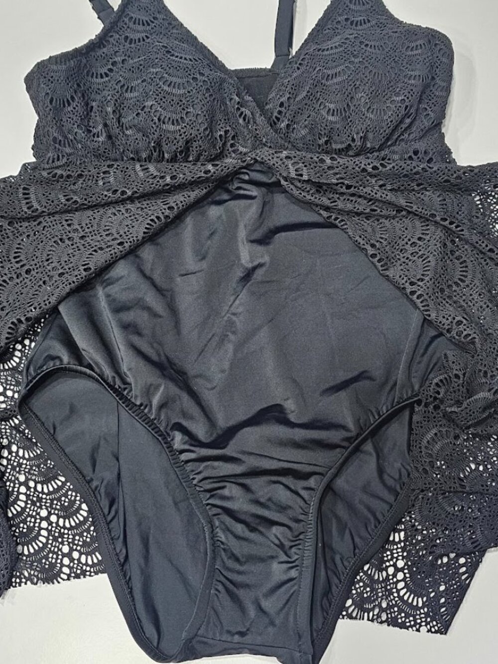 Swim Solutions Fly Away Tummy Slimming Lace One-Piece Swimsuit - Picture 7 of 10